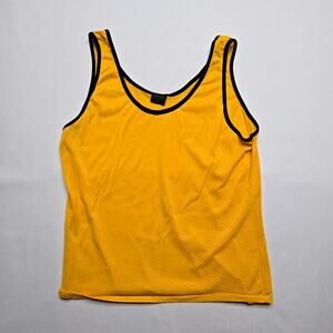 Vintage Mesh Tank Top Yellow Dimension Black Trim Athletic Jersey Large Tank 90s